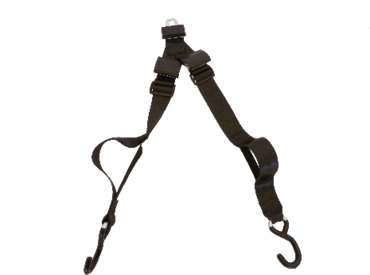 Auswahl bei der Rollstuhlanbindung: eleastischer V-Gurt mit Haken oder Karabiner